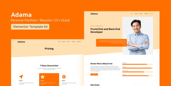 adama personal portfolio resume elementor template kit.png