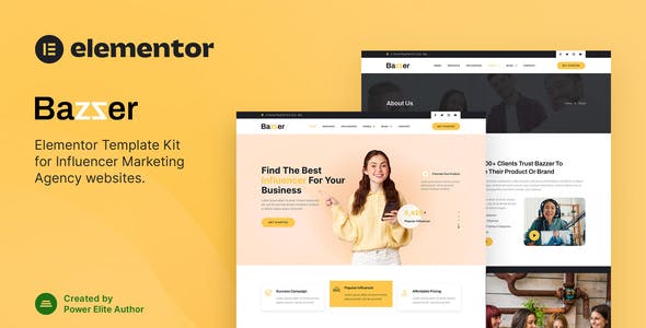 bazzer – influencer marketing agency elementor template kit.jpg