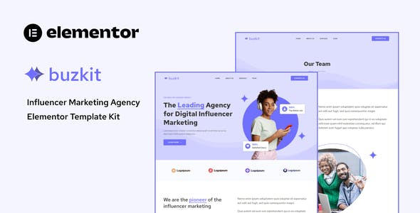buzkit influencer marketing agency elementor template kit.jpg