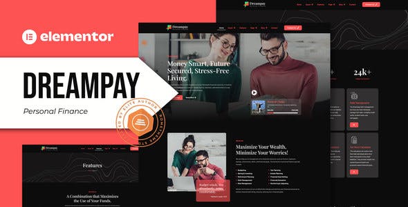 dreampay personal finance elementor pro template kit.jpg