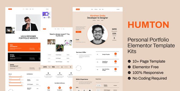 humton personal portfolio elementor template kits.jpg