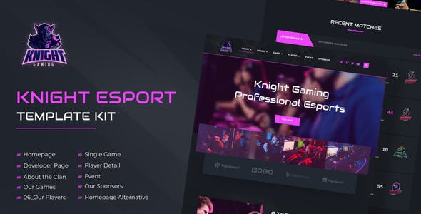 knight esports gaming elementor template kit.jpg