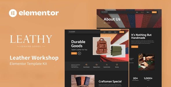 leathy leather workshop elementor template kit.jpg