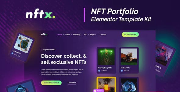 nftx nft portfolio elementor template kit.jpg