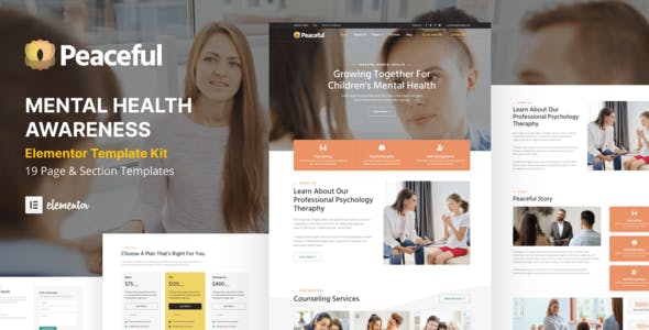 peaceful mental health awareness wordpress elementor template kit.jpg