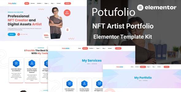 potufolio nft artist portfolio elementor template kit.jpg