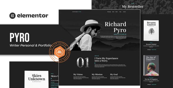 pyro writer portfolio elementor template kit.jpg