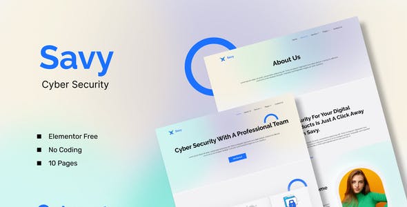 savy cyber security elementor template kit.jpg