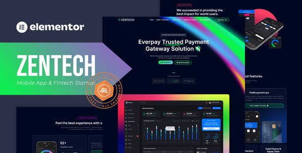 zentech mobile app fintech startup elementor template kit.jpg